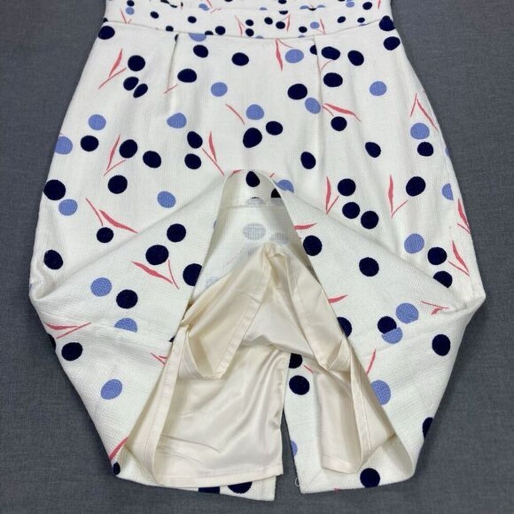 Boden Polka Dot Roll Collar Sheath Dress Womens 6 White Blue Summer Classy Chic - Picture 4 of 14